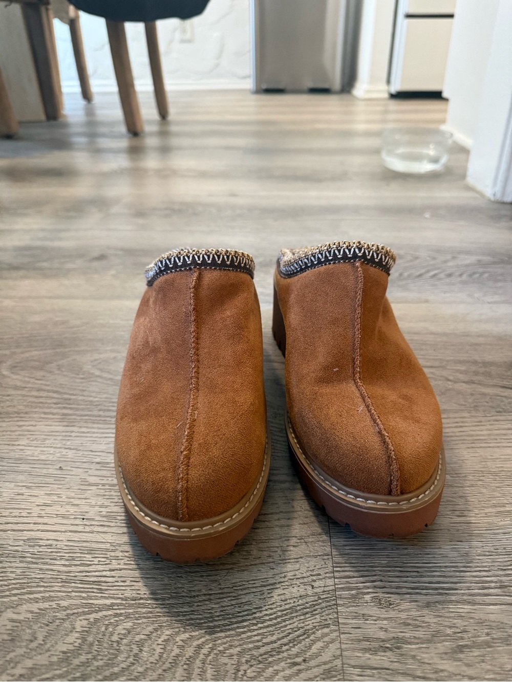 Anne Klein Cognac Suede Slip-On Clog Mules